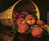 Basket Canvas Paintings - Basket of Peaches